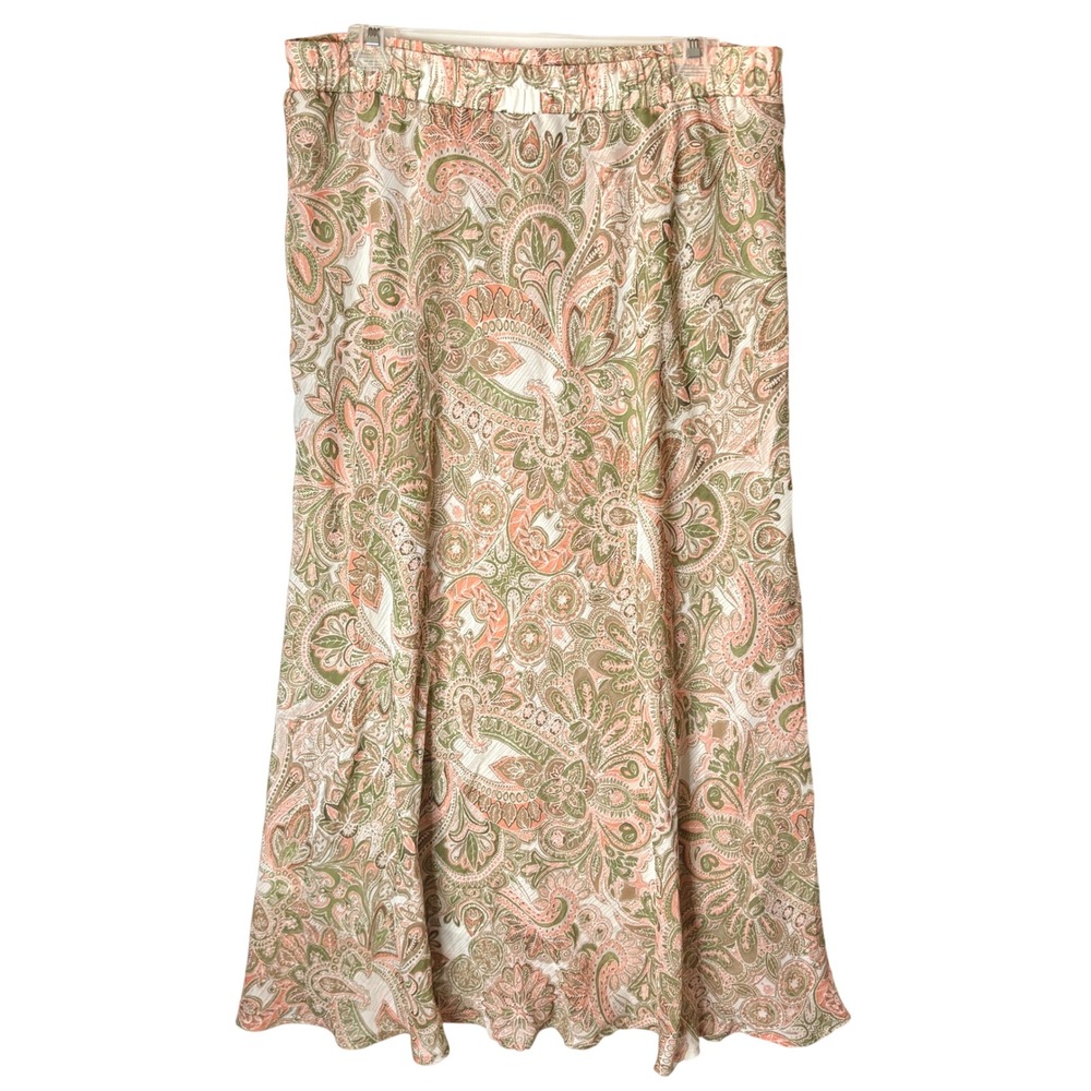 Roz & Ali Paisley Bohemian Midi Skirt Womens M Fairy Peasant Earthy Whimsy